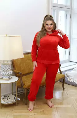 Жіноча піжама з махри  Червоний 2
