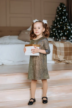 Дитяча блискуча сукня Електрик із золотом р.134
